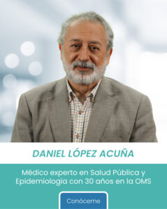 Médico especialista en Salud Pública y Epidemiología. Con 30 años en la OMS en gestión de programas y crisis sanitarias, actualmente es consultor, profesor en la Escuela Andaluza de Salud Pública y jurado del Premio Princesa de Asturias de Cooperación Internacional.